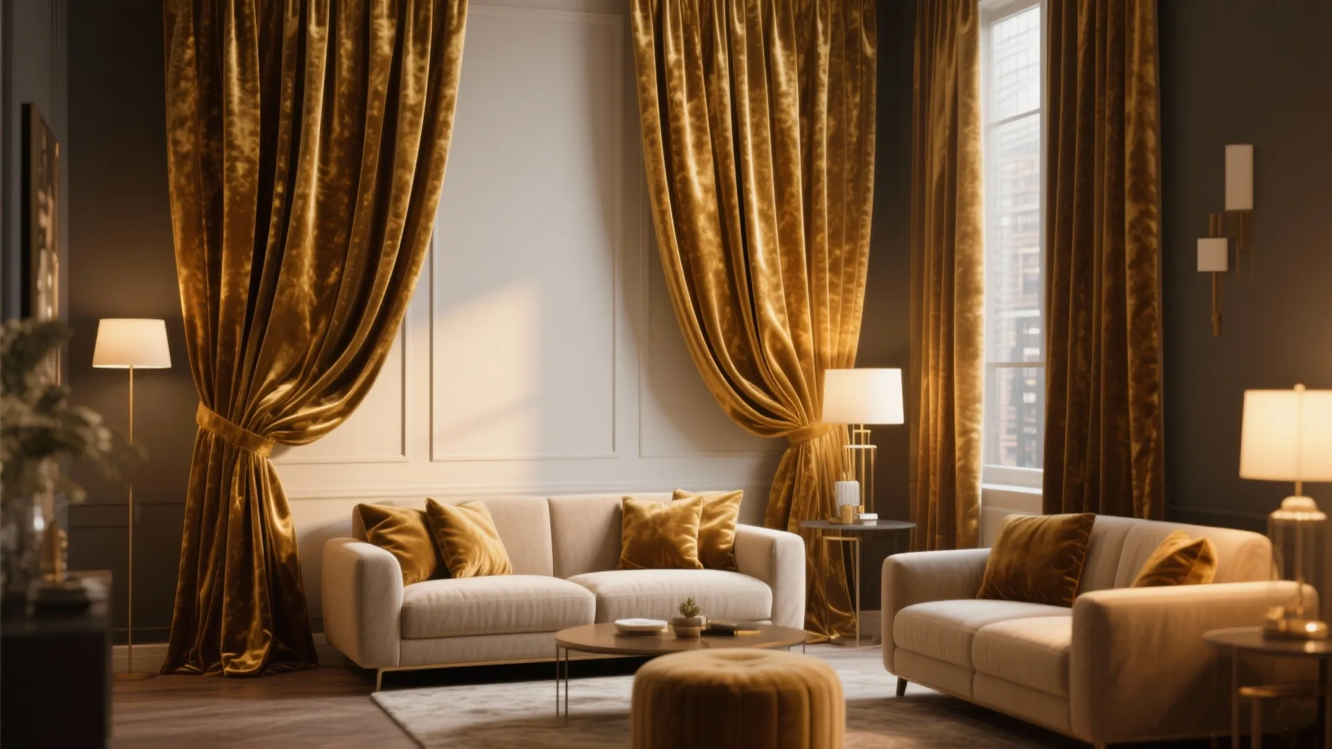 Rich Velvet Gold Curtains