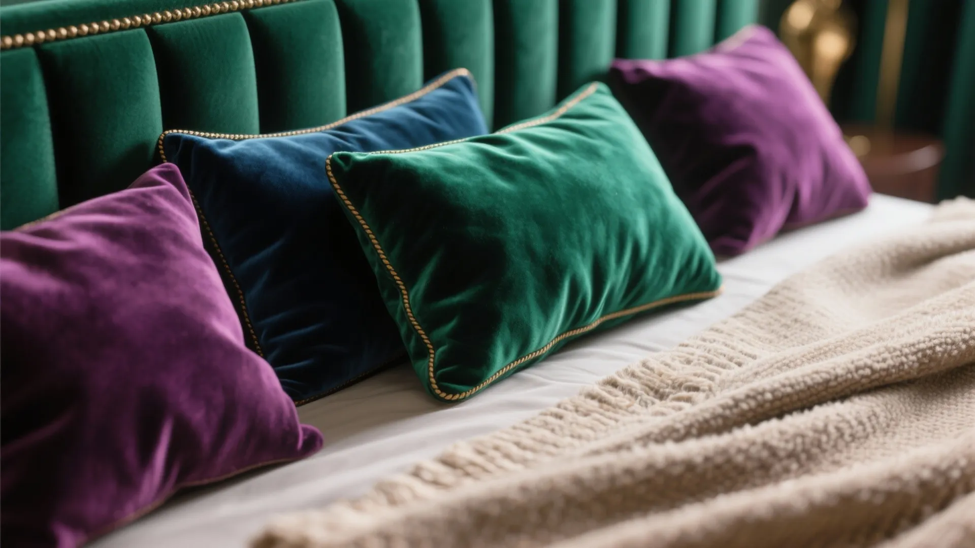 2. Jewel-Toned Textiles and Velvet Upholstery