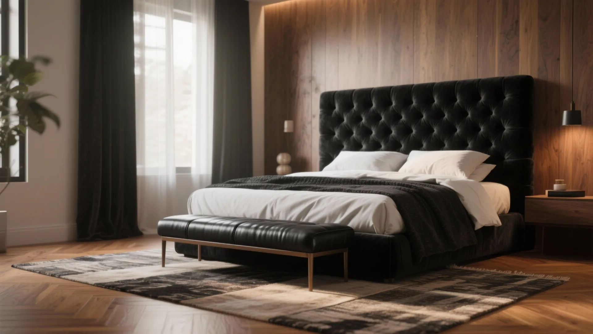 2. Textural Richness: velvet, leather, and wood