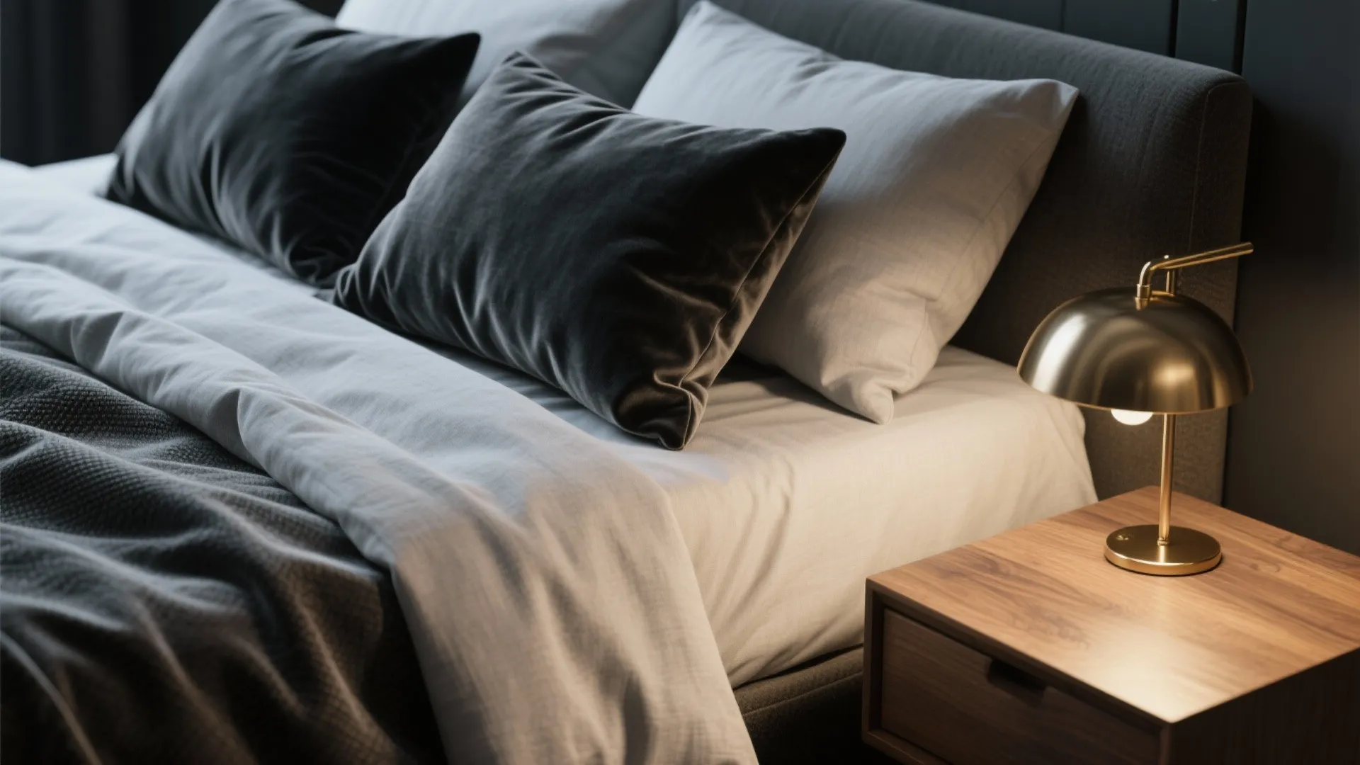 2. Layered Textures: Velvet, Linen and Brass