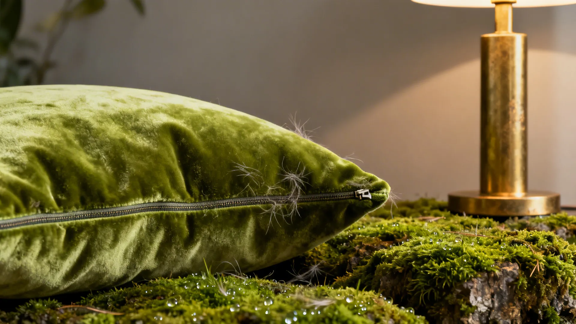 4. Velvet Textures and Matte Gold Fixtures