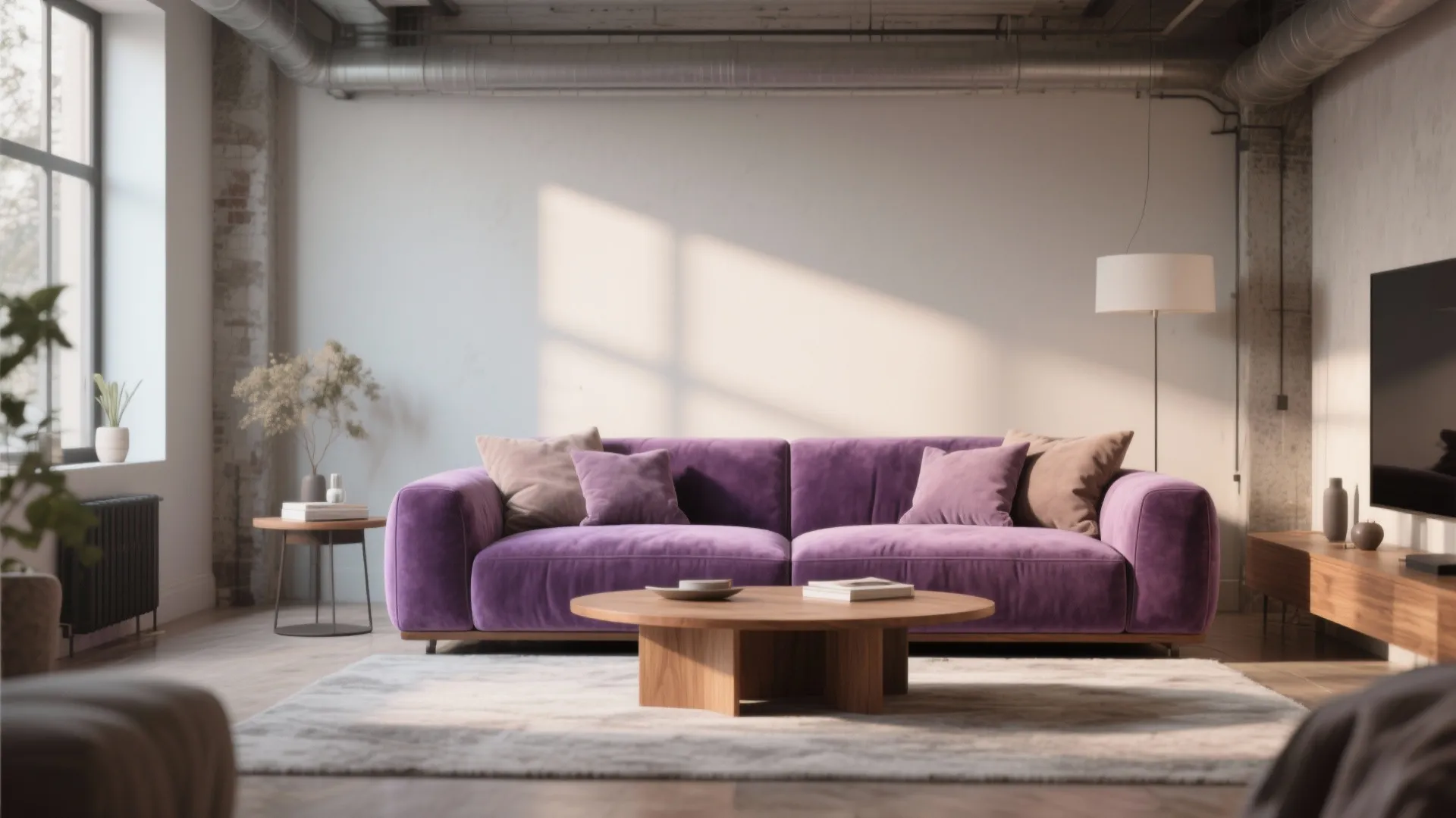 2. Velvet Mauve Sofa Statement