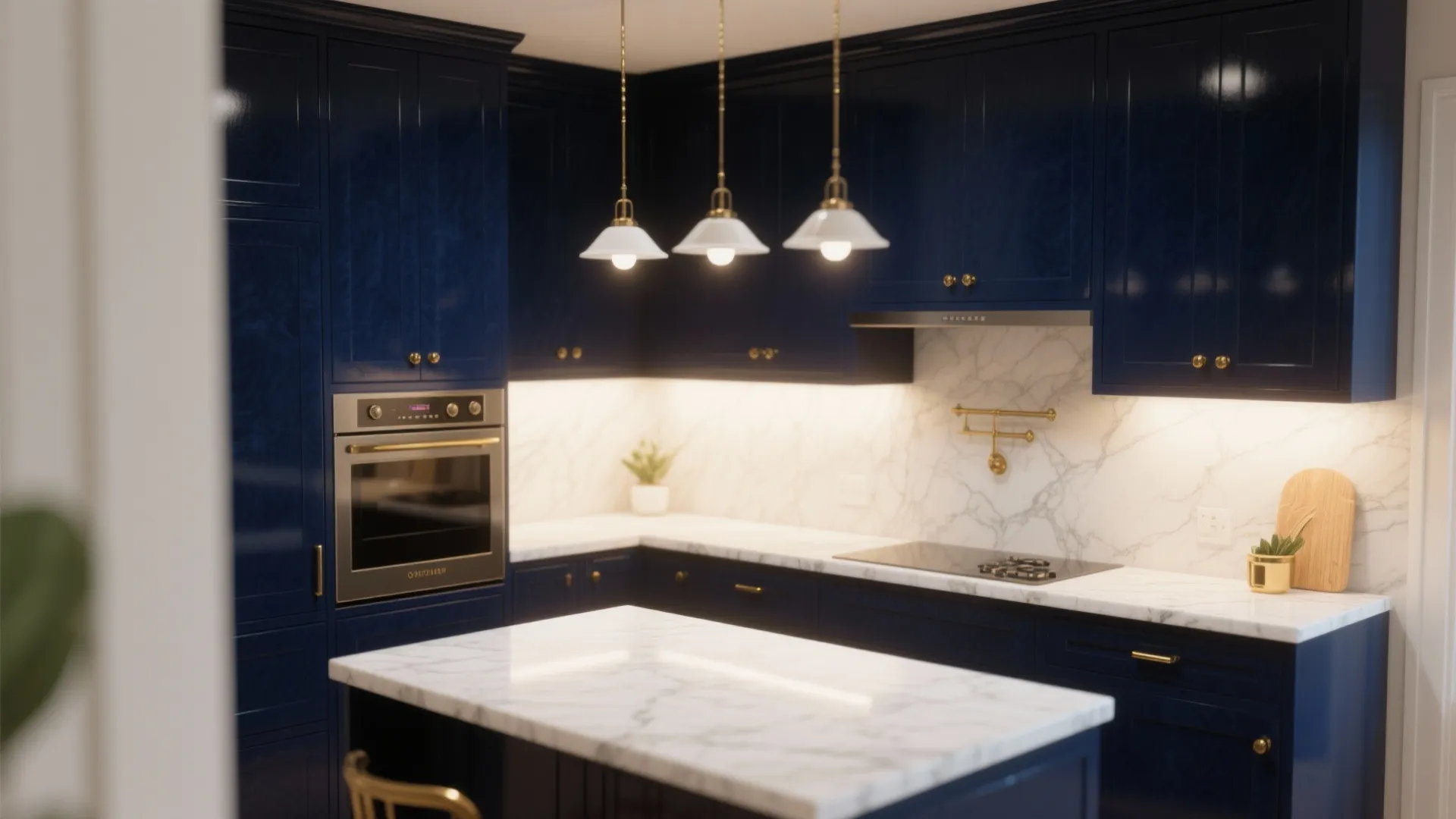 3. Velvet Navy in Small Kitchens