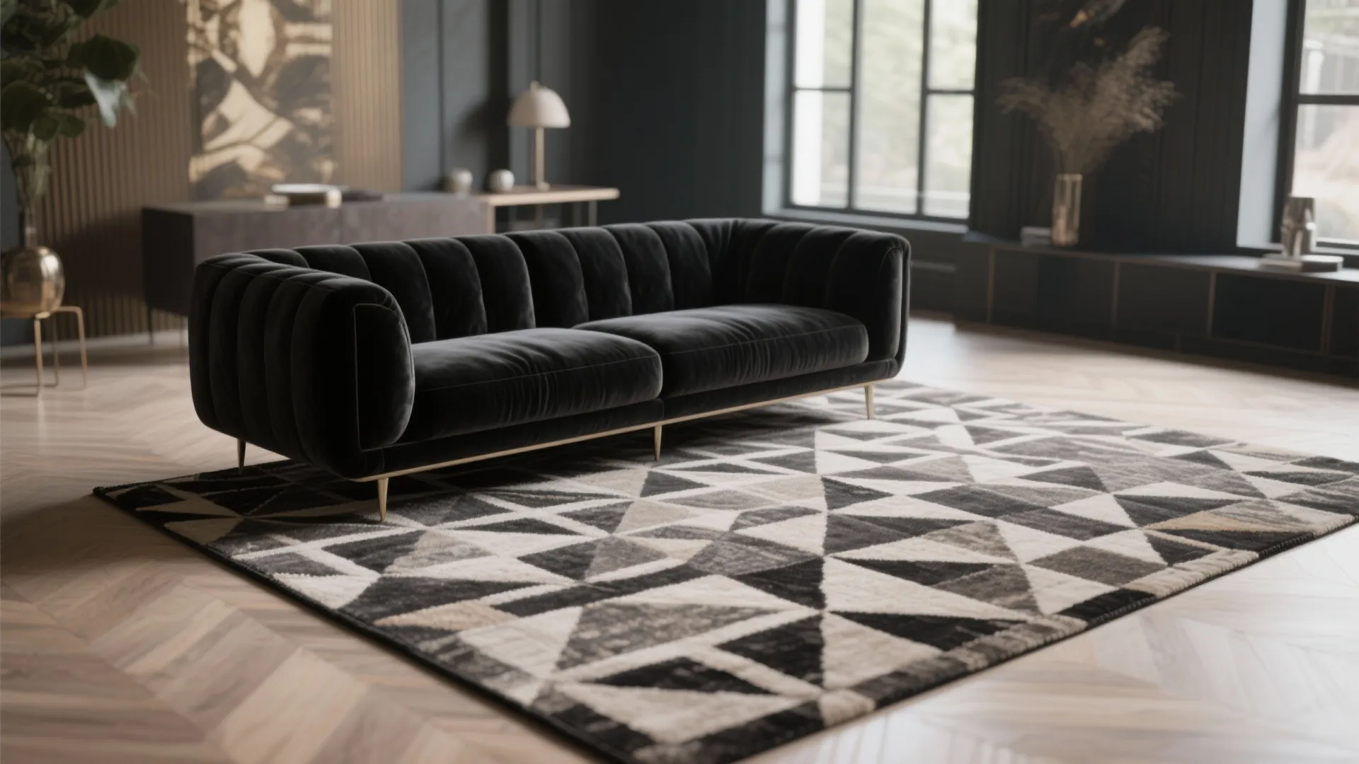 3. Use patterned rugs to set the scale