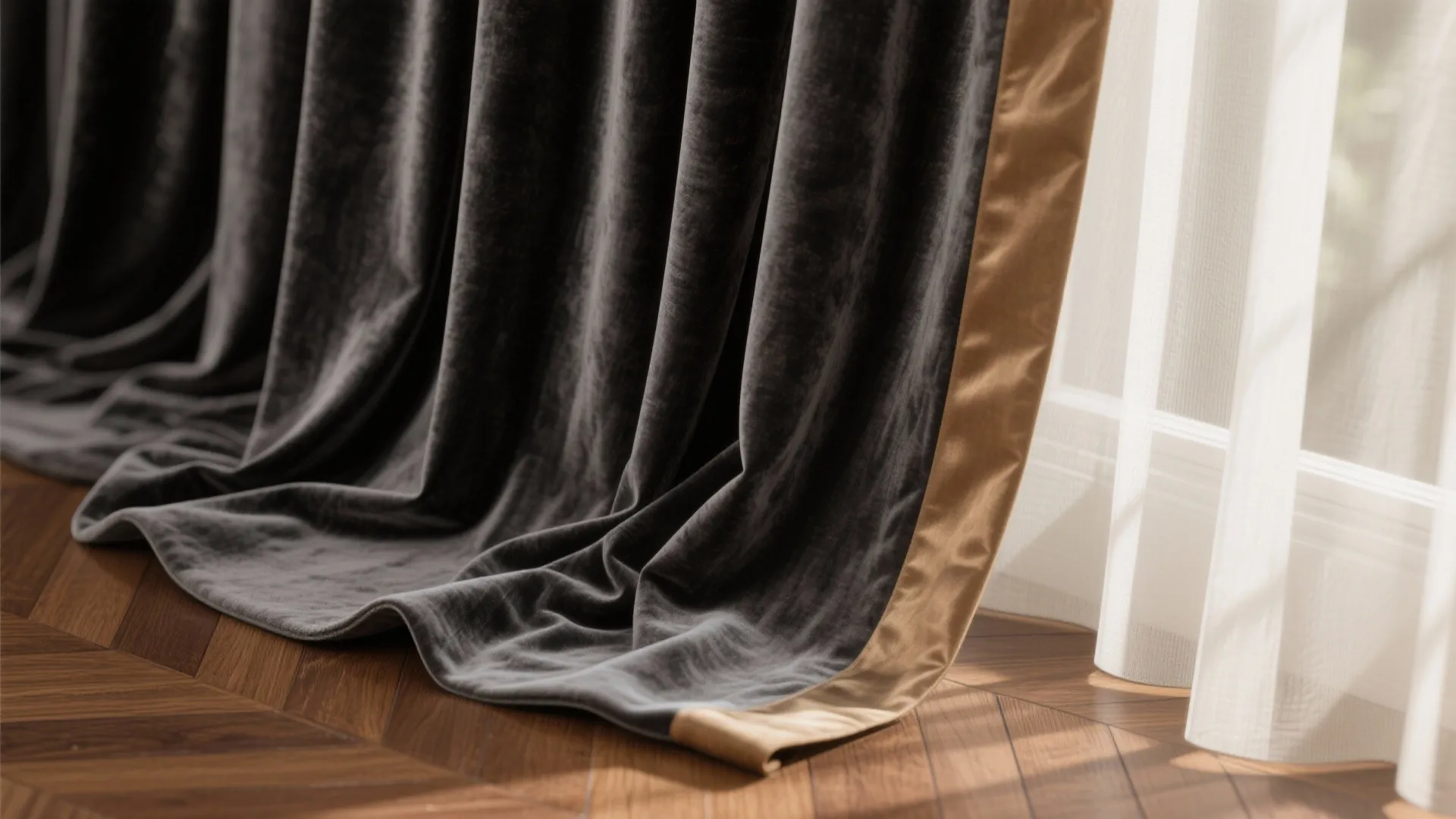 Velvet and silk textures with tailored puddling