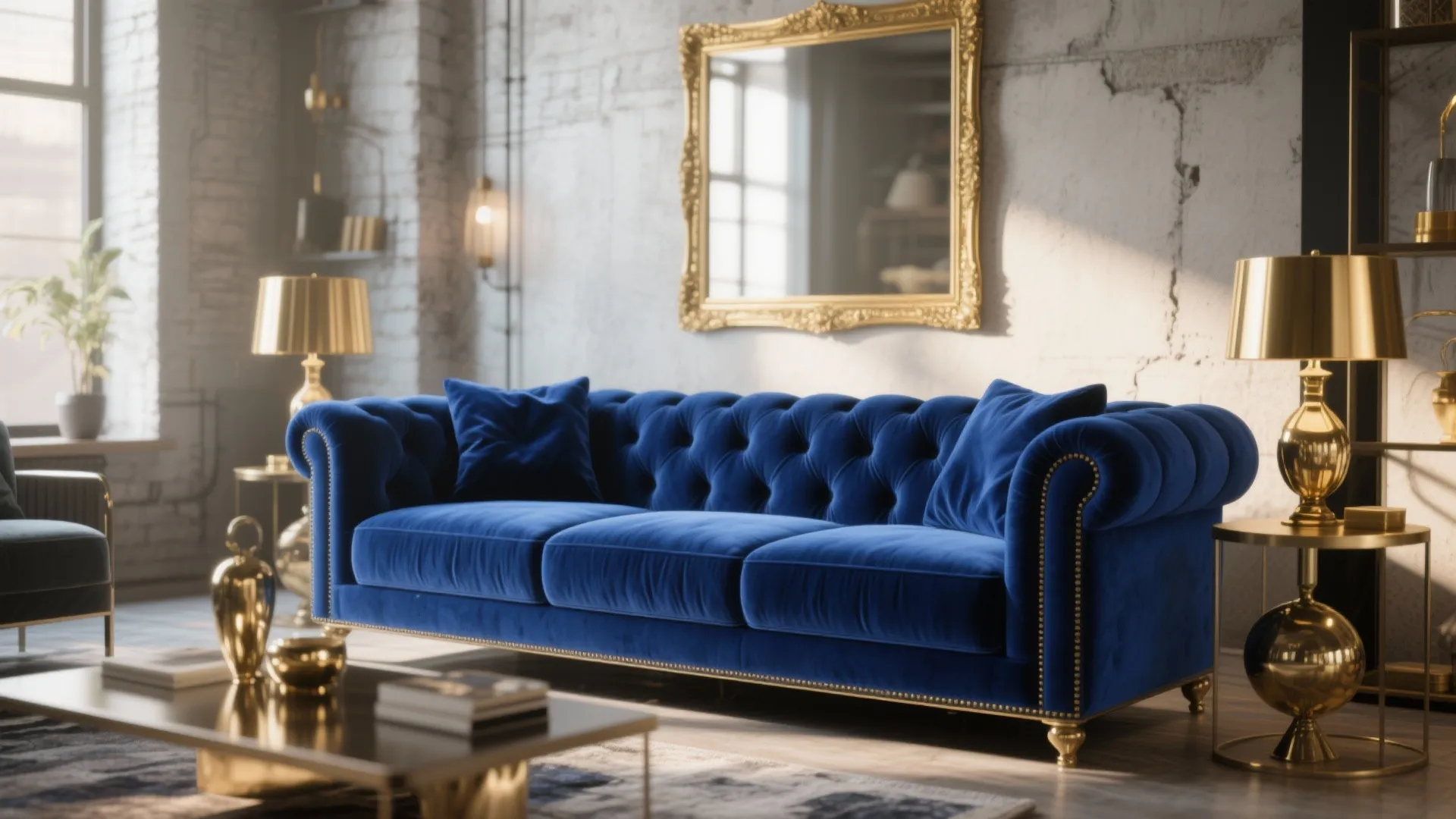 Velvet Royal Blue Sofa