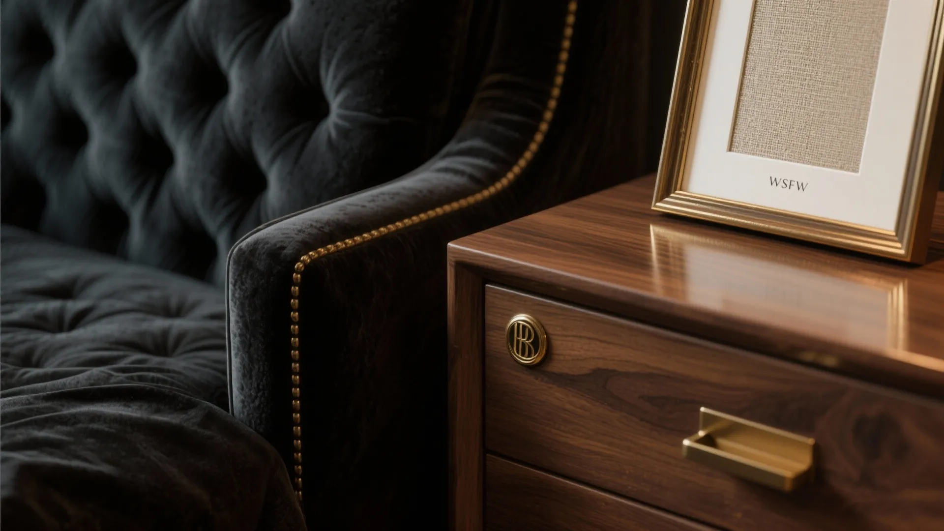 Inspiration 2: Textural Play — Velvet, Wood, and Brass