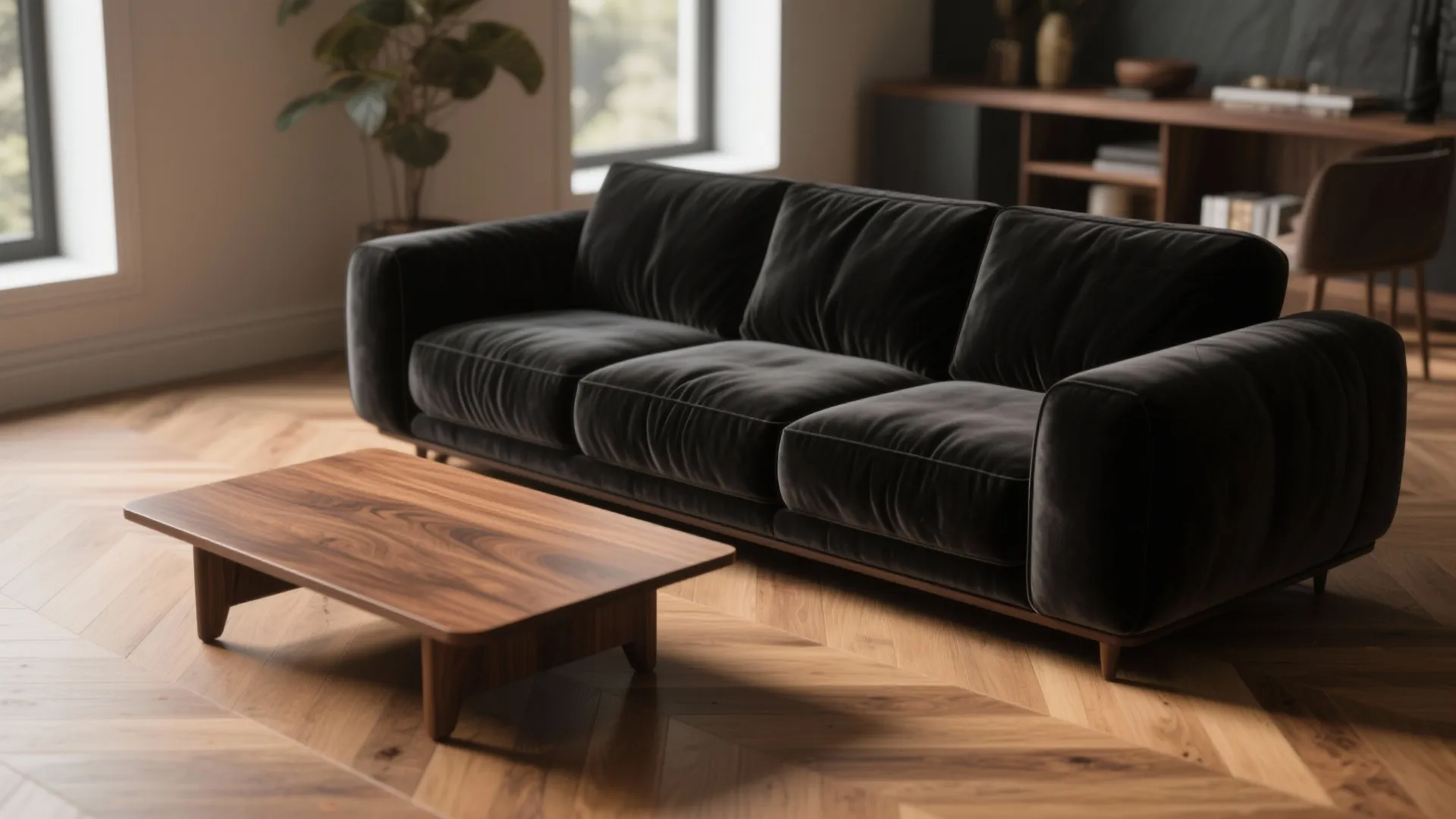 1. Contrast with warm wooden tones