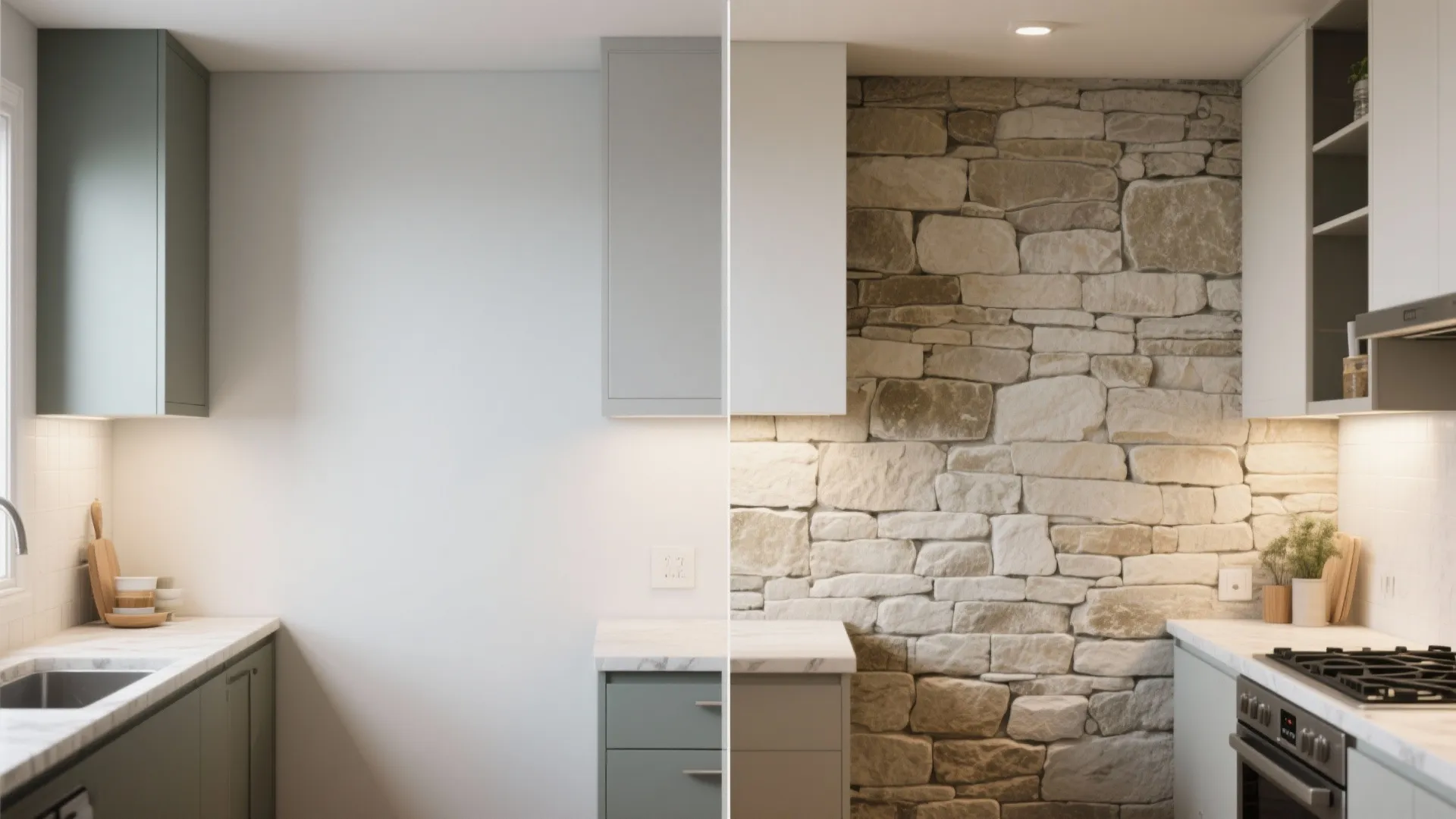 Stone veneer on a single focal wall