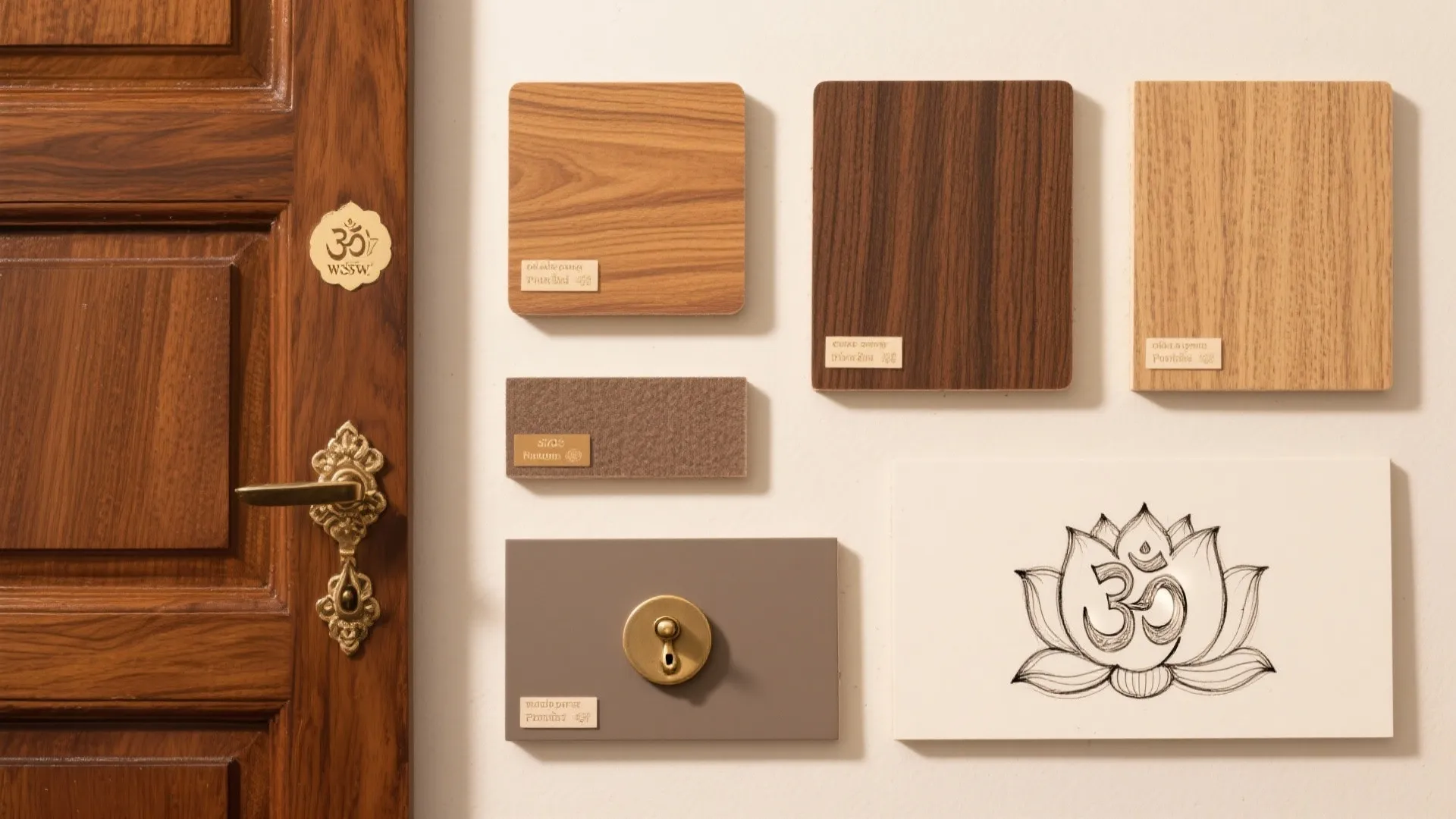 Traditional Lotus and Om Motifs in Veneered MDF