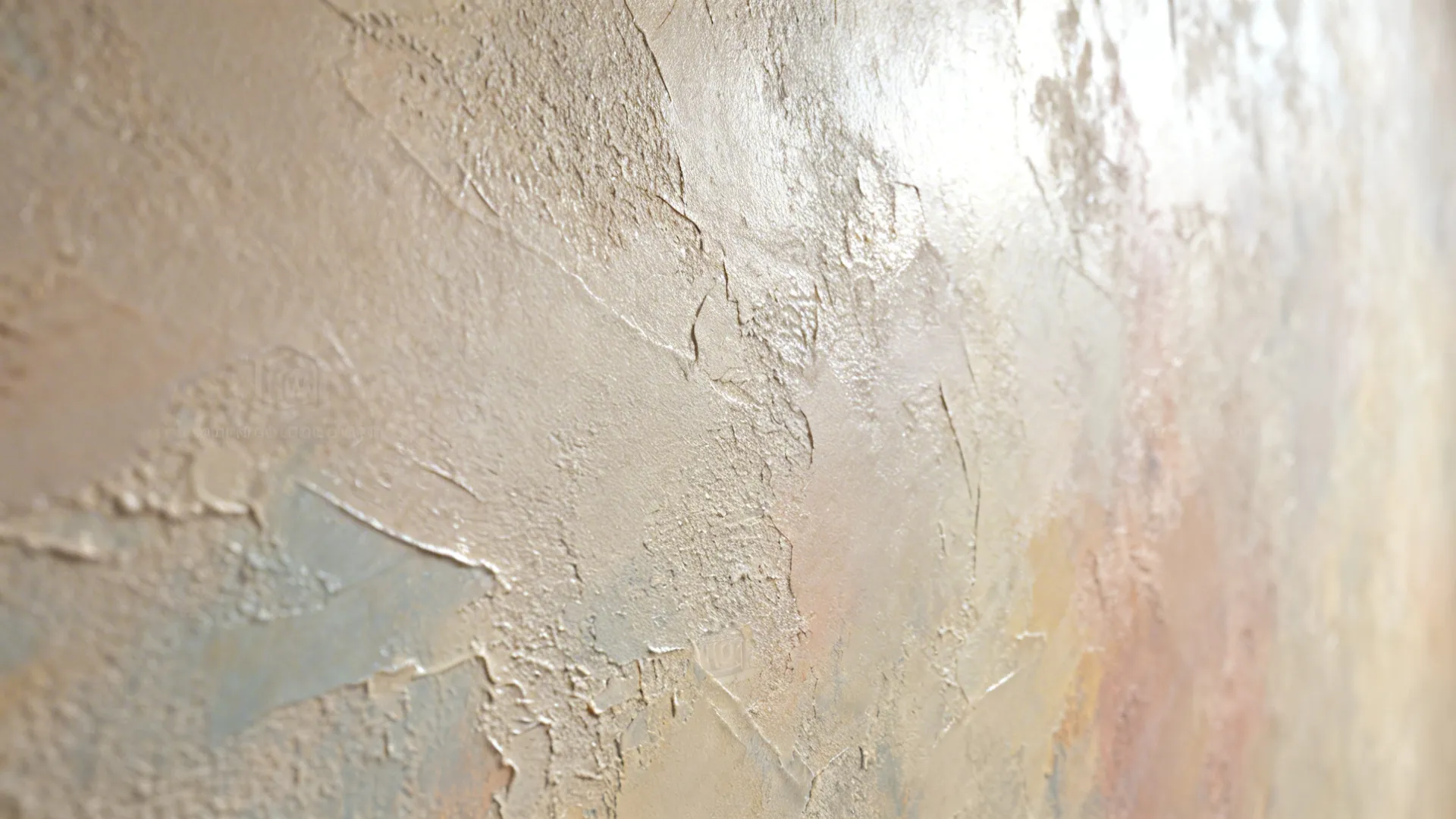 Tactile Venetian plaster close-up showing subtle sheen and layered texture
