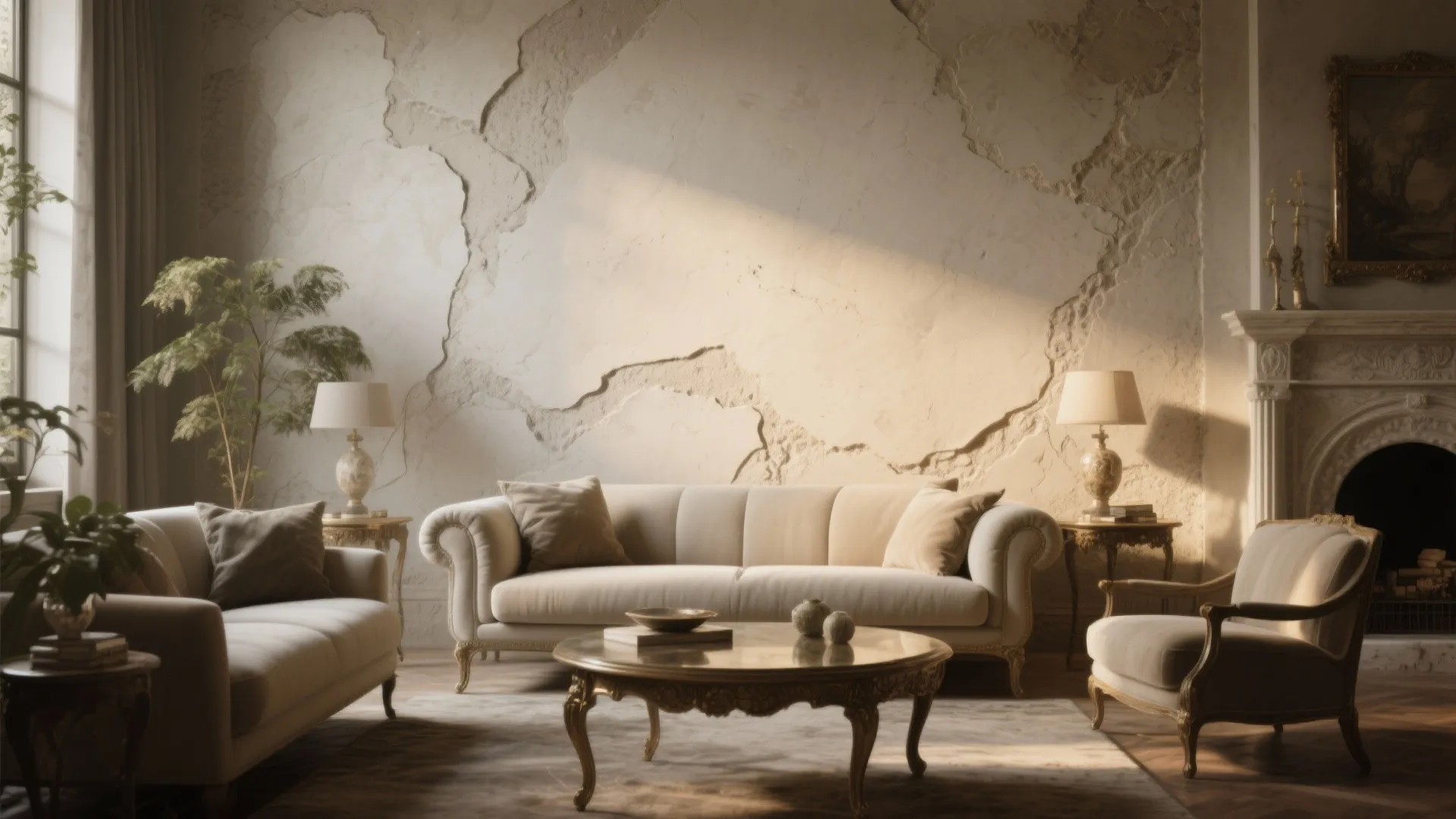 4. Venetian plaster and faux stone for a luxe feel