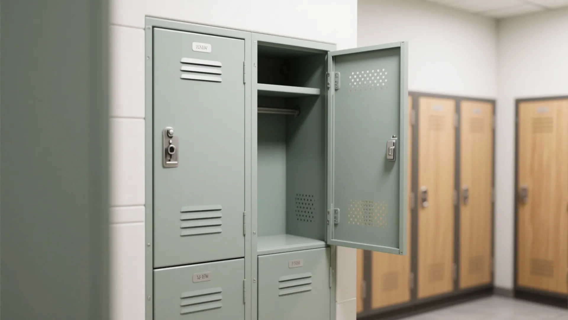2) Mixed-height, ventilated lockers that fit any niche