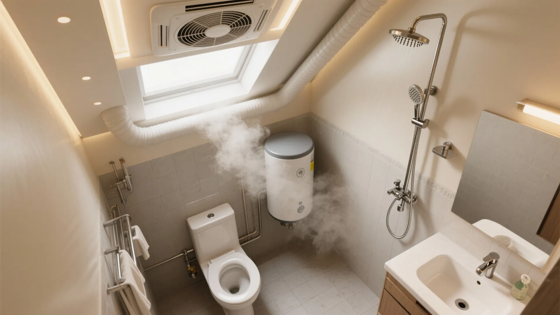 Ventilation, moisture control, and water-saving fixtures