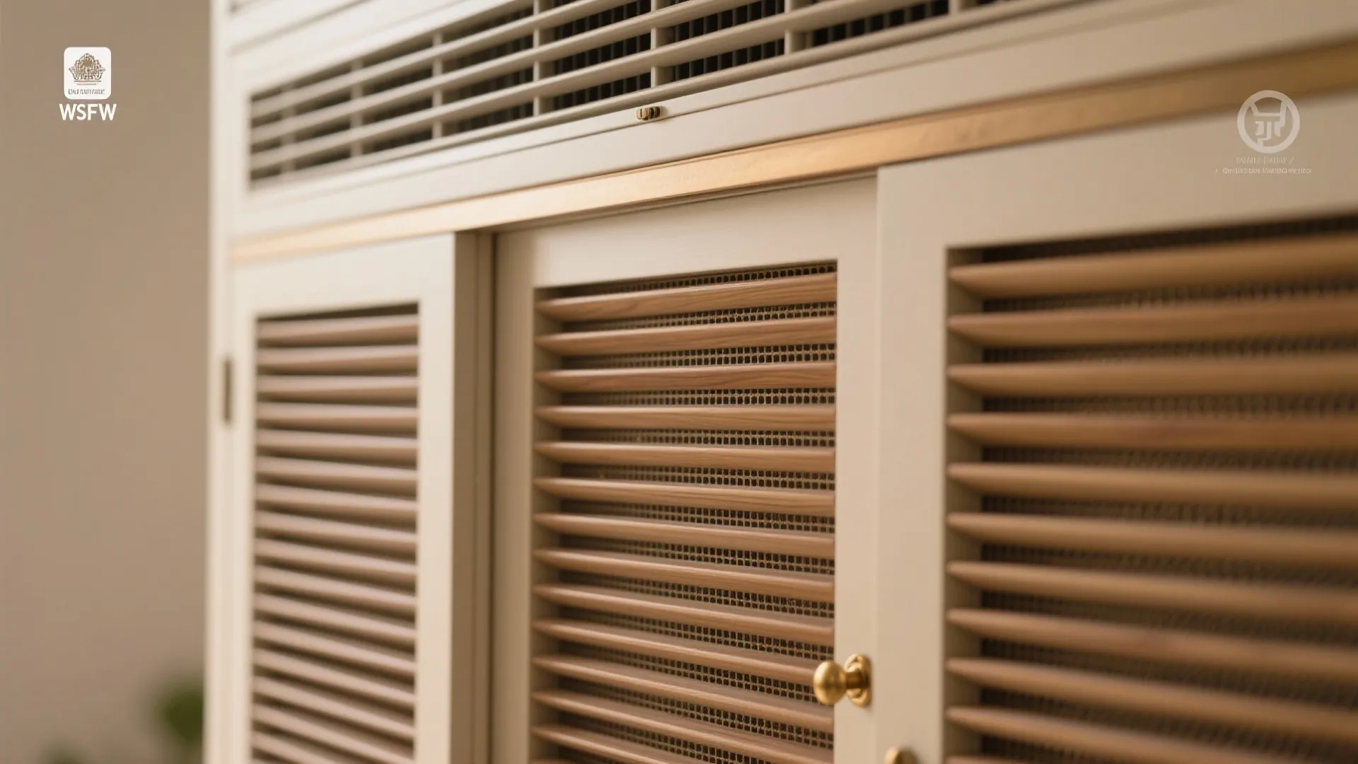Ventilated mandir cabinet with sliding shutters