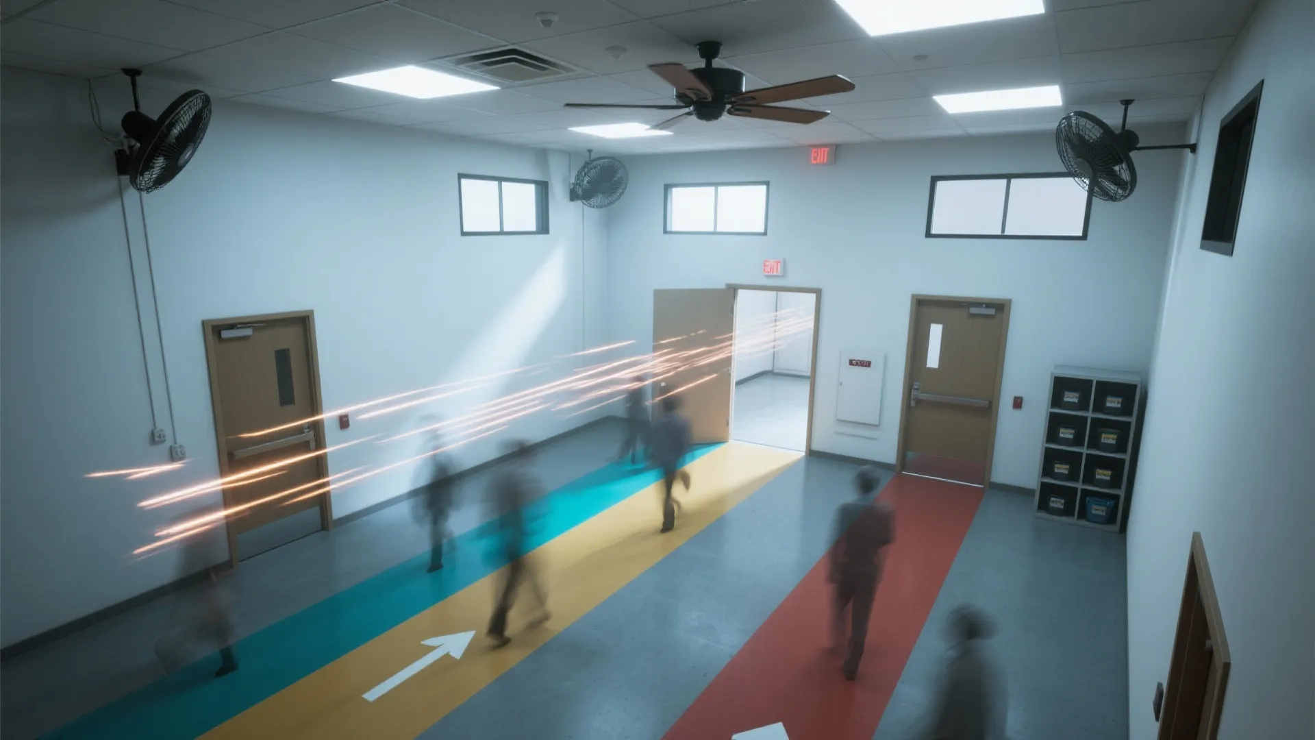 Ventilation, comfort, and crowd flow