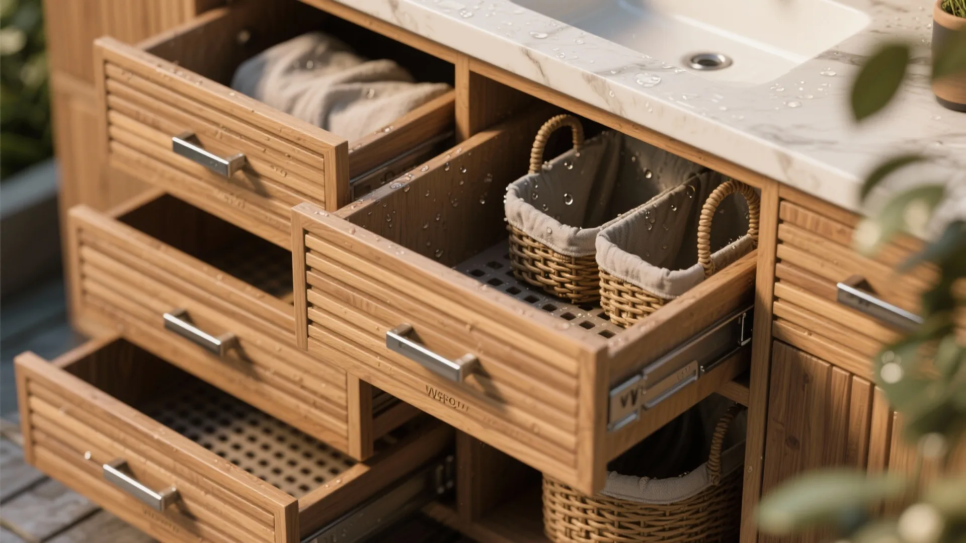 5. Multi-use vanity and storage that breathes