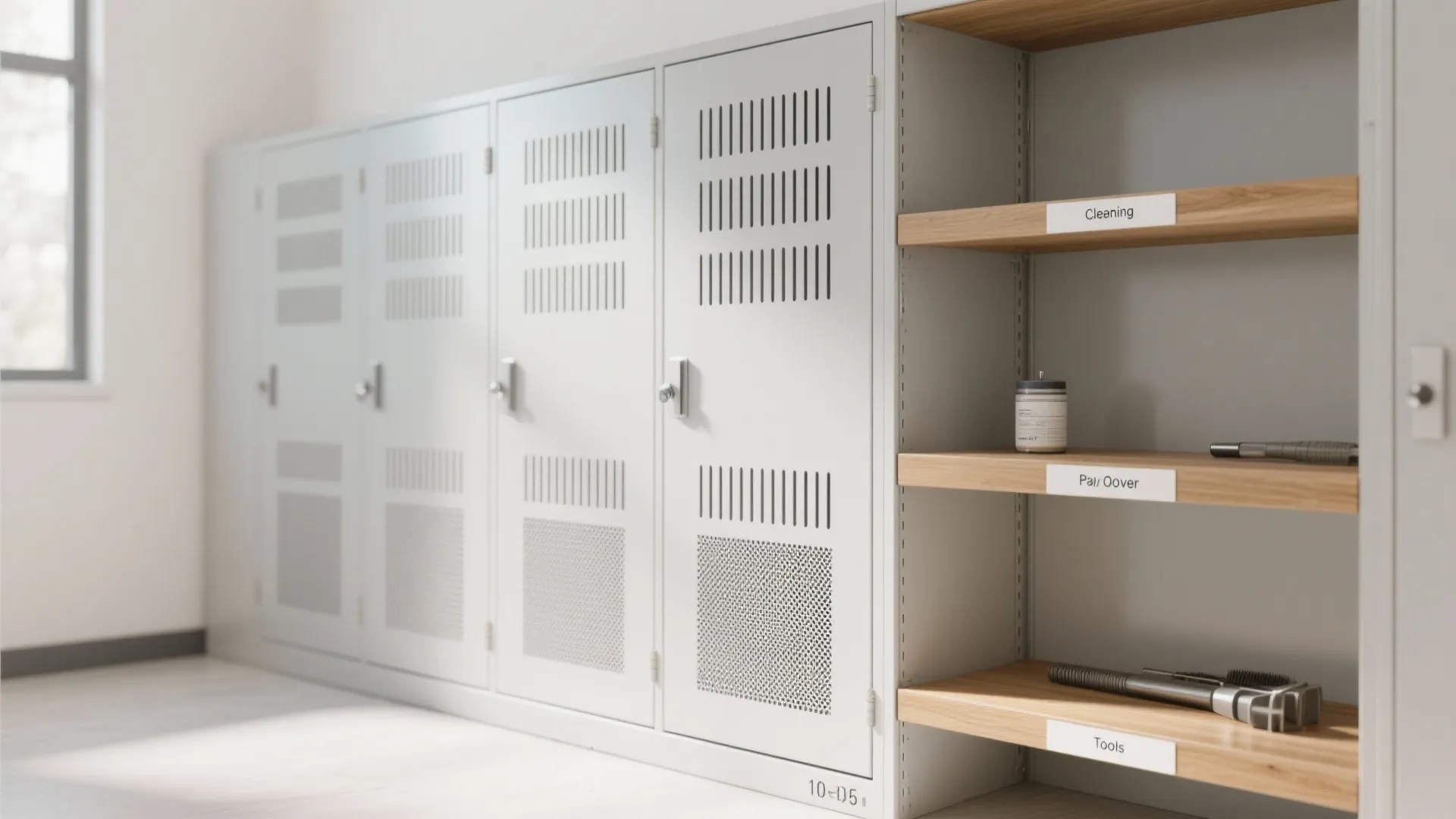 3) Ventilated doors and labeled zones