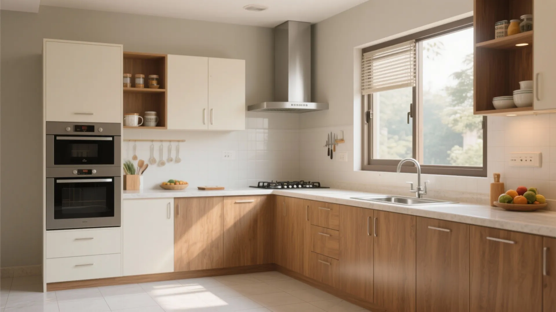 Ventilated L-Shaped Kitchen Layout