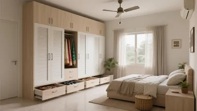 Modern Bedroom with Built-In Wardrobe Storage