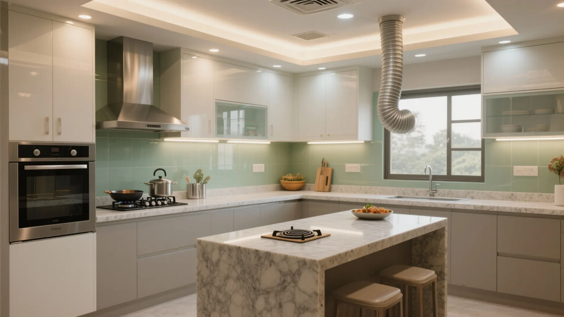 Ventilation, Lighting, and Surfaces Built for Indian Cooking