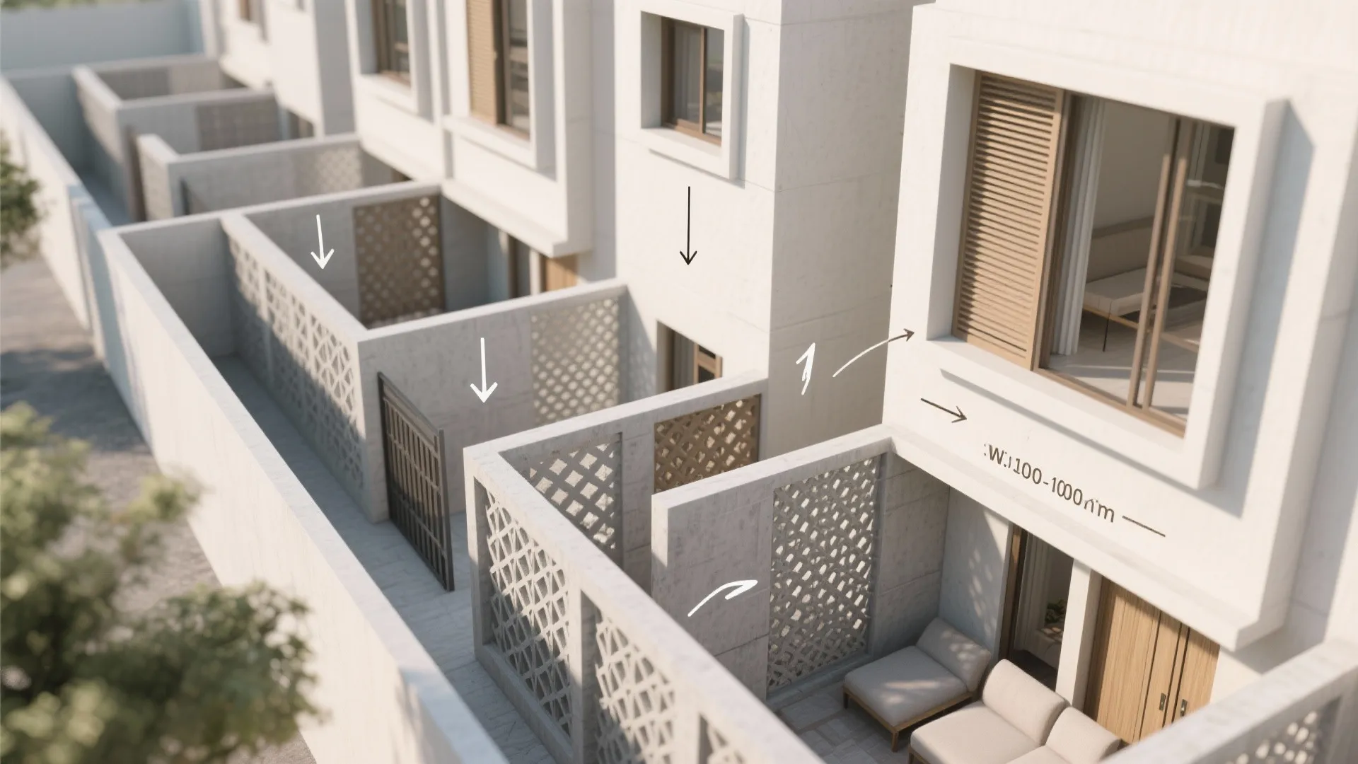 Cross-ventilation with a light well or micro-courtyard