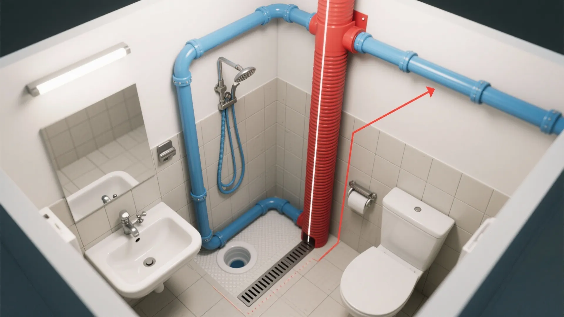 Venting strategy for compact bathrooms