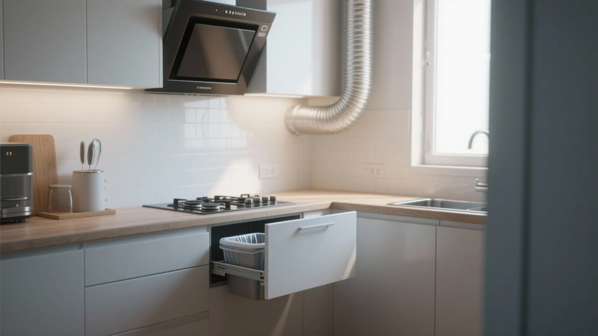 5. Smart Ventilation and Hidden Trash Solutions