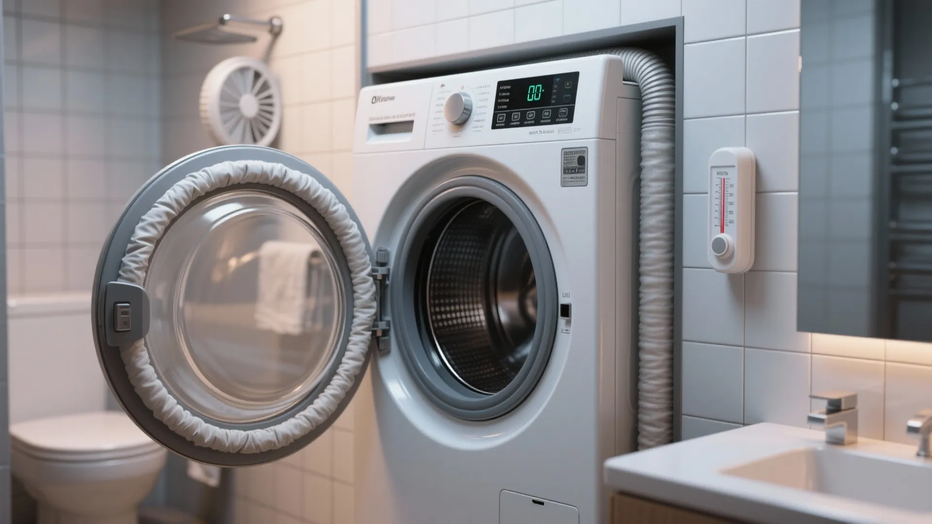5. Pair a ventless dryer with a quiet enclosure in the bathroom