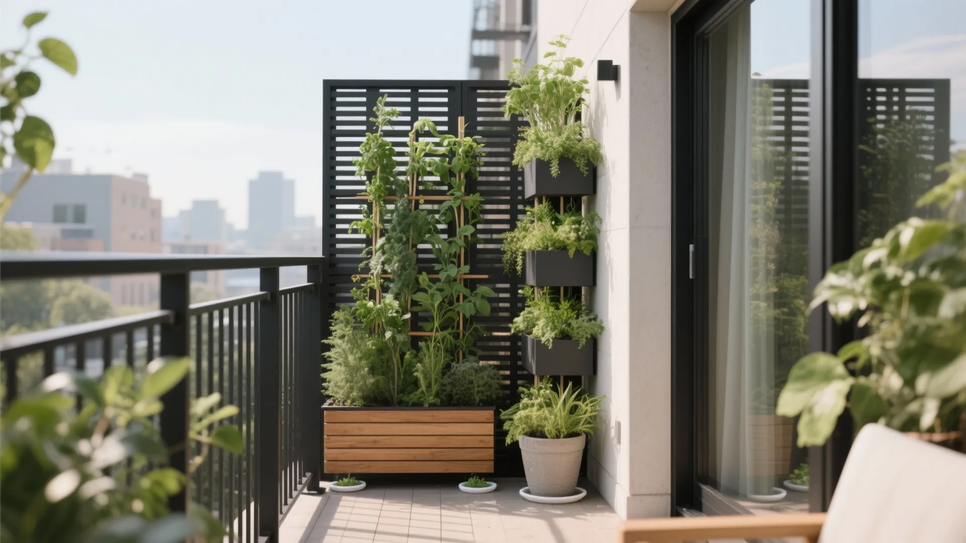 2) Vertical Garden + Privacy Screen: Green, Not Claustrophobic