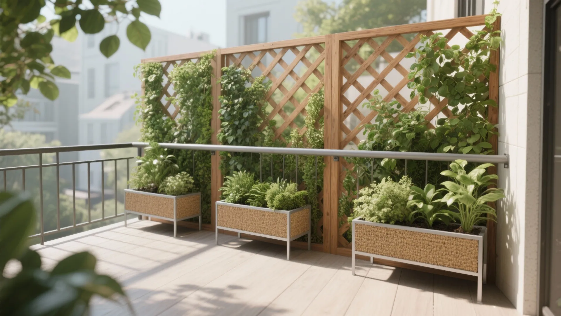 Vertical green wall and rail planters