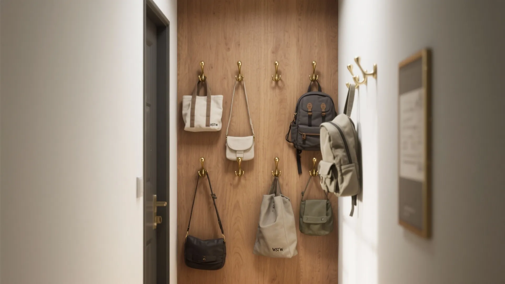 1. Vertical hooks + staggered heights