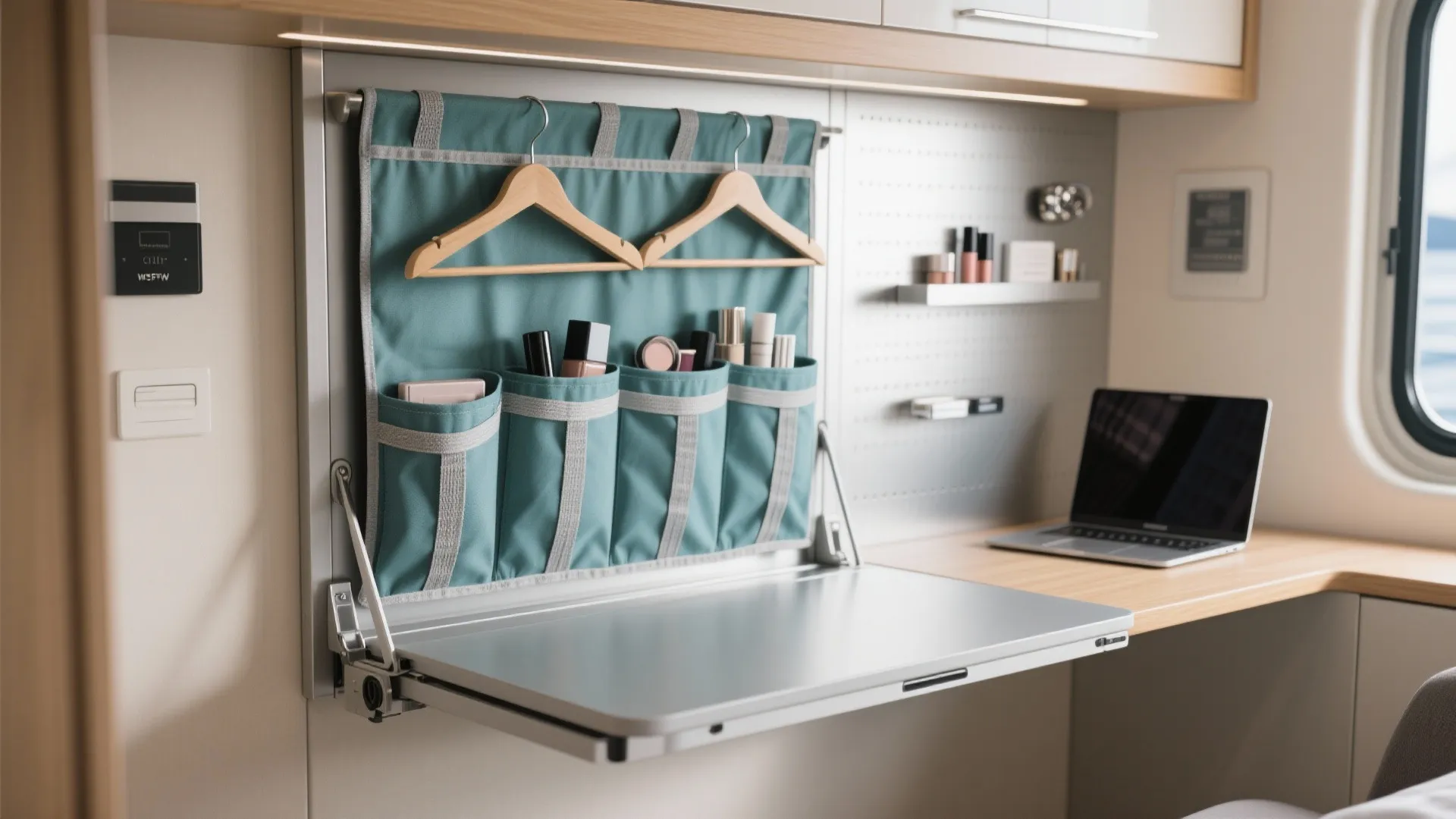 2) Vertical Storage and Fold-Down Function: Build Up, Not Out