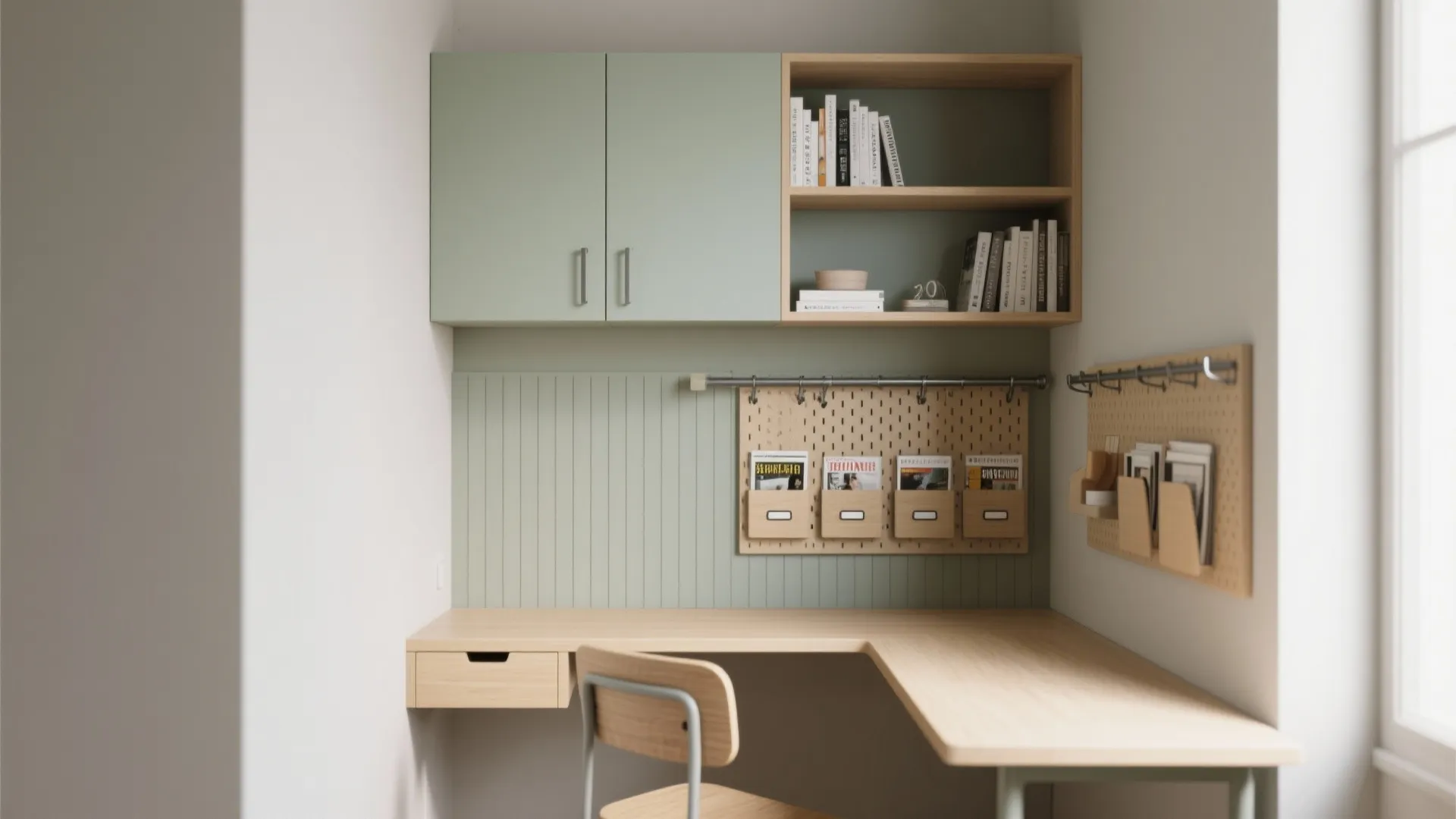 1) Minimalist vertical storage that clears your head