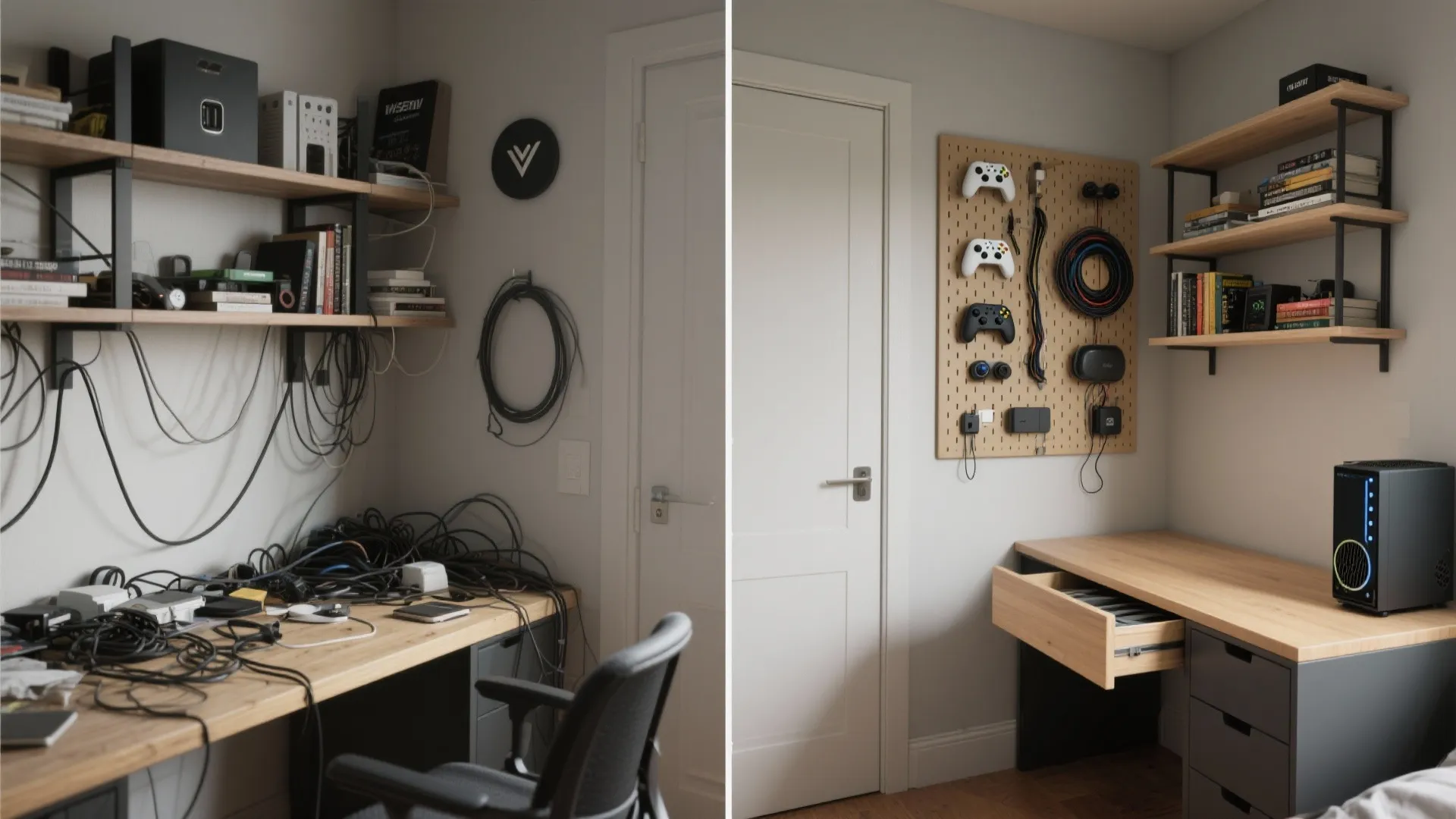 Vertical storage that hides clutter and showcases your gear