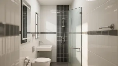 Modern Bathroom Design with Contrast Tiles