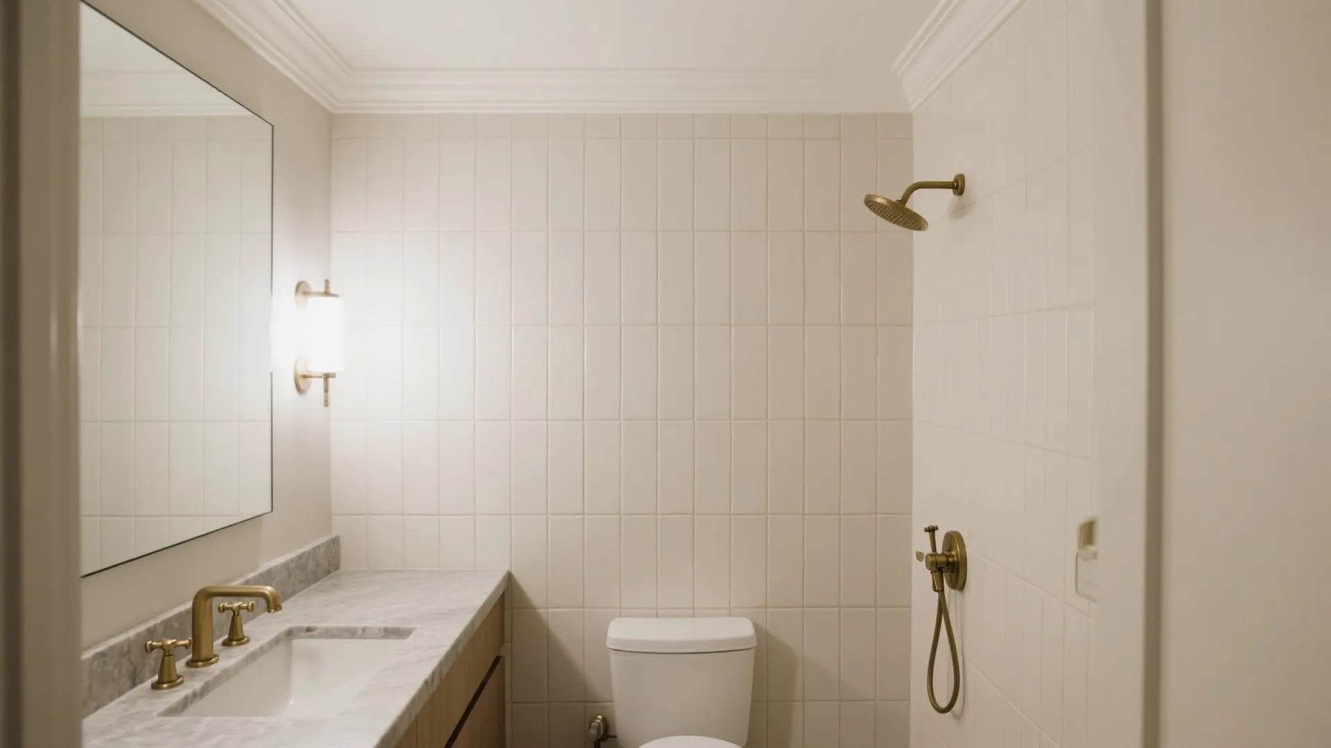 Vertical Subway Tile Stacked to the Ceiling