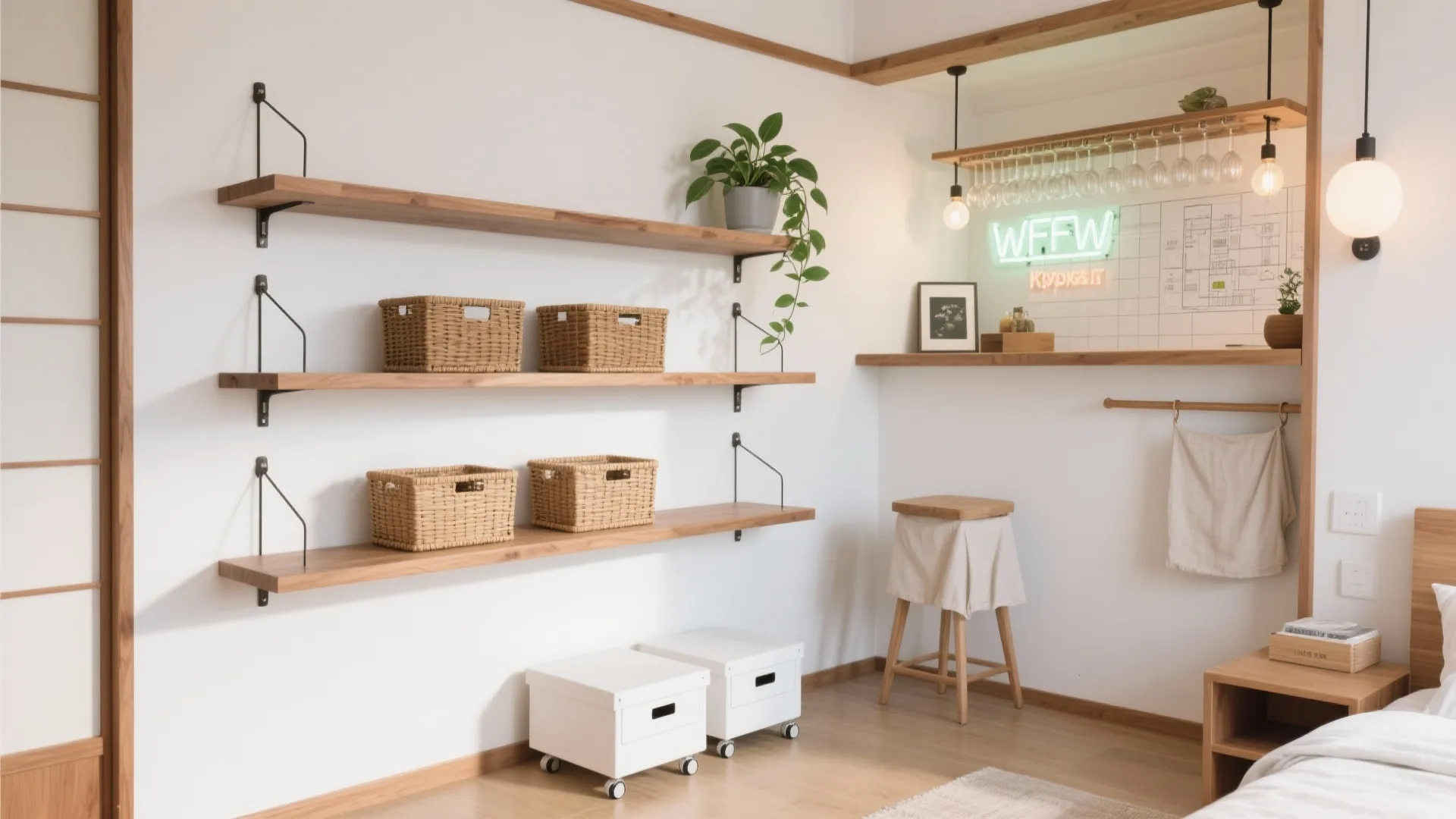 縦を使う“3層収納”：収納技巧で床の視界を抜く