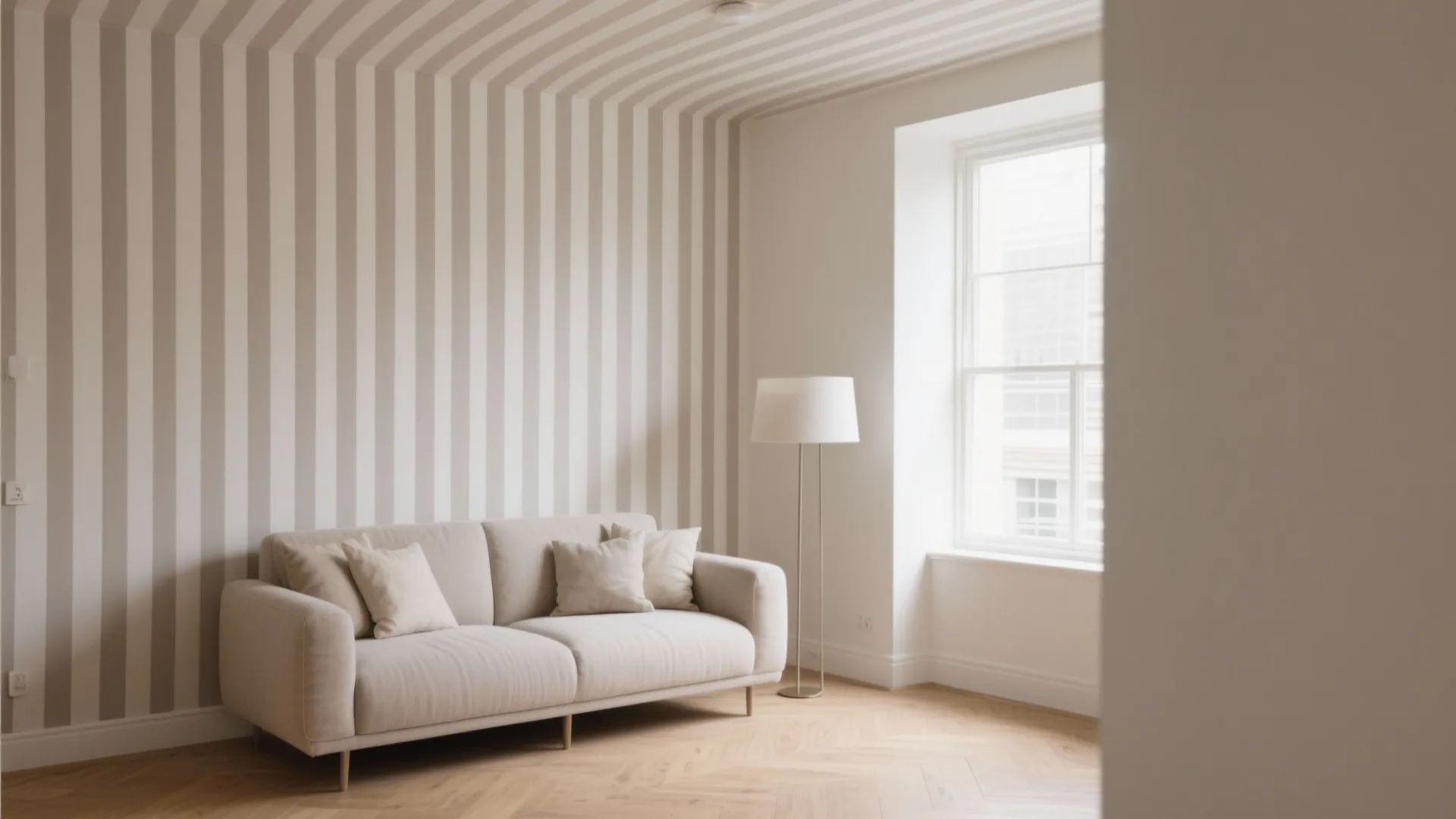 Vertical Line Accent Wall to Lift Low Ceilings