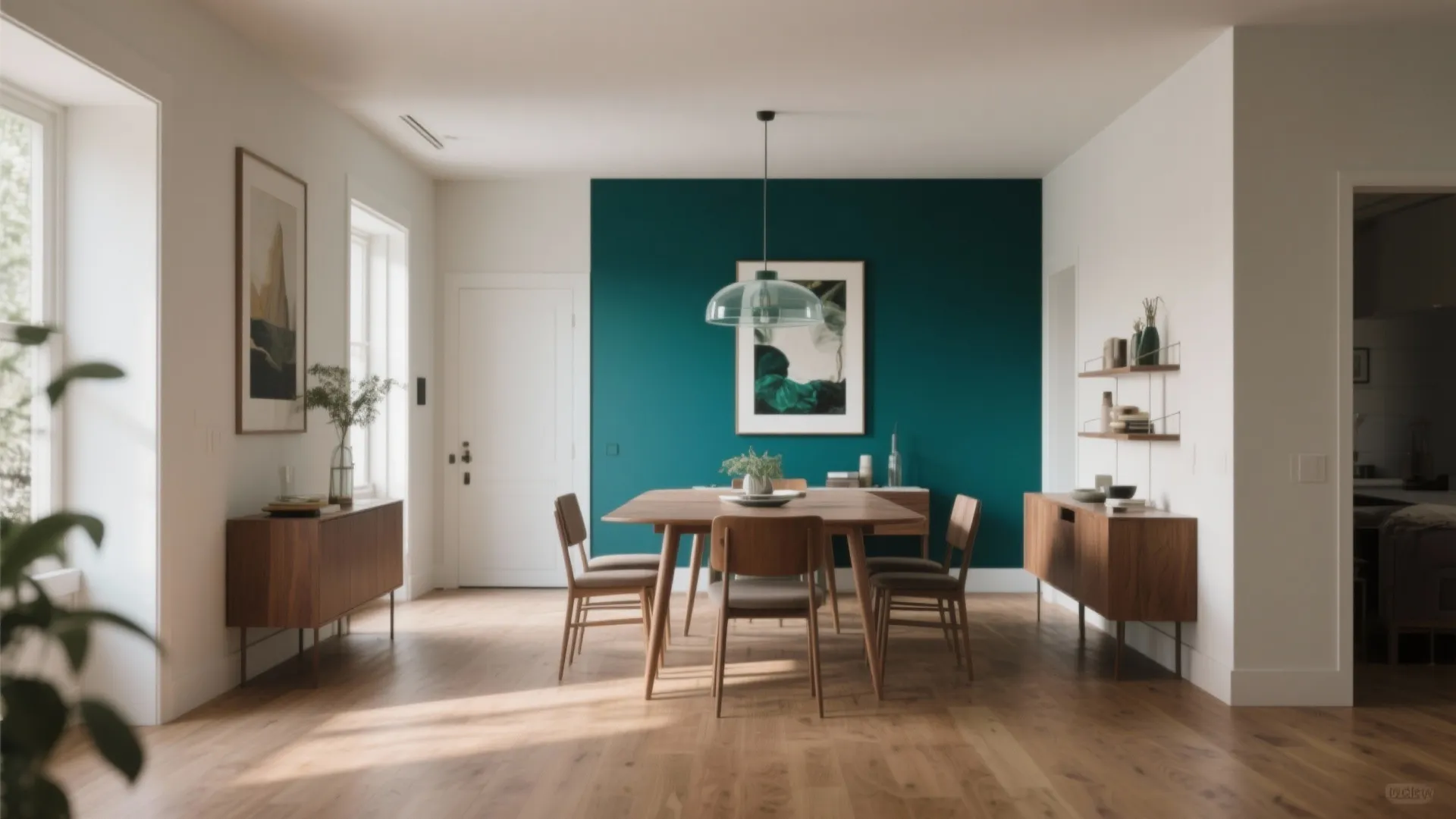 3. Vertical Contrast: One Wall Bold, Others Soft