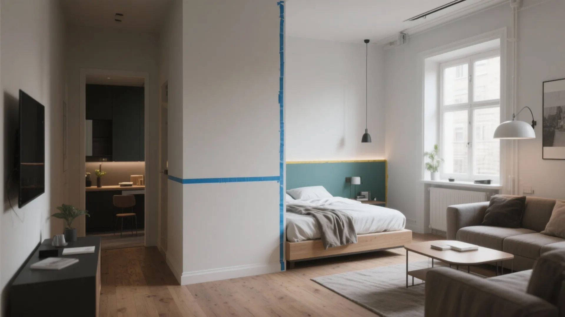 2. Paint a Vertical "Room Divider" Band