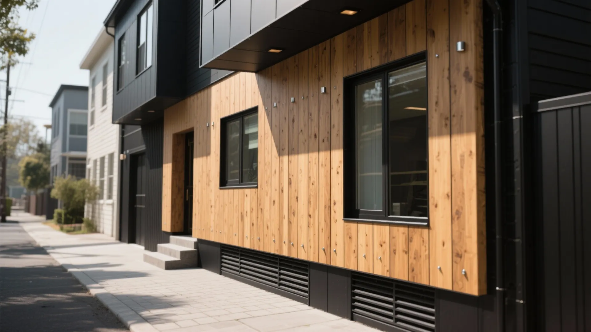 Vertical Timber Battens over a Rainscreen
