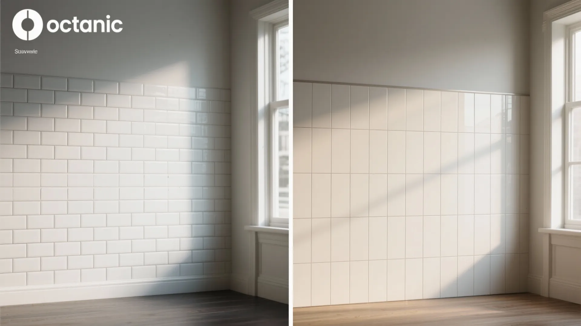 Vertical stacking and light tones to “raise” the ceiling