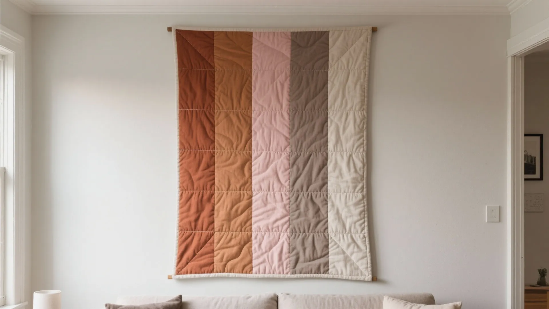 Color-Blocked Vertical Wall Quilt to Lift the Eye