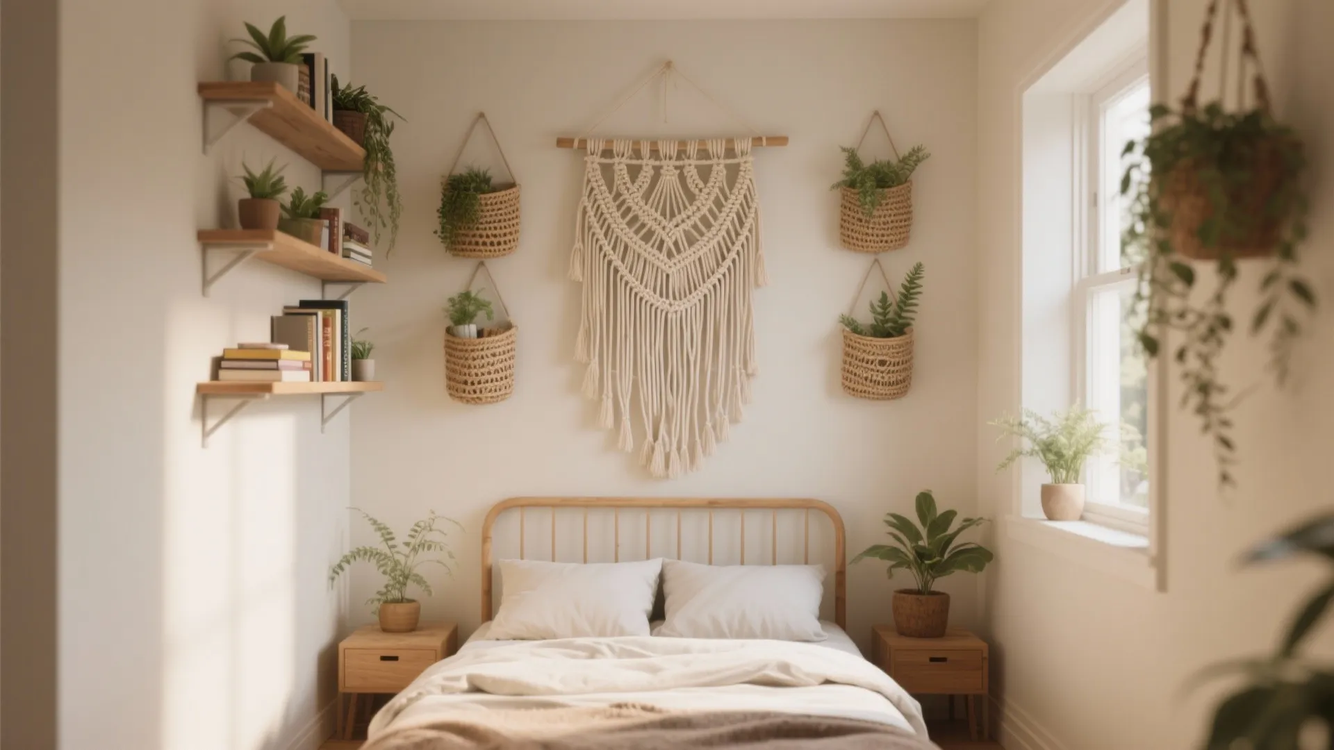 2. Vertical Boho: Wall Weaves and Hanging Storage