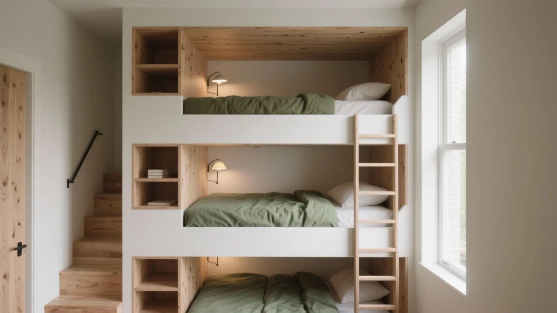 1. Vertical bunk tower with staggered platforms