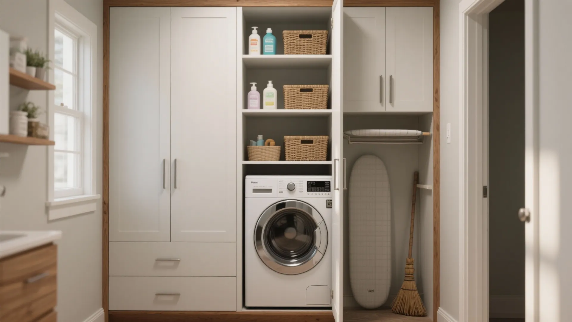 1. Build a vertical cabinet stack beside the machine