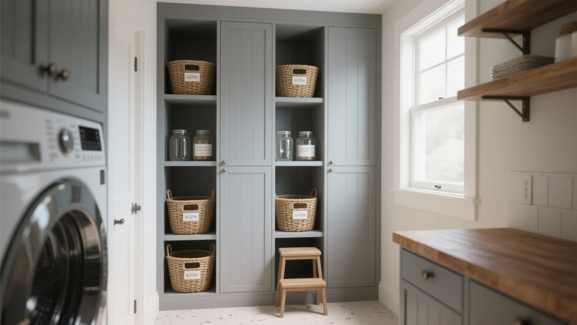 1. Go vertical with wall cabinets and open shelves