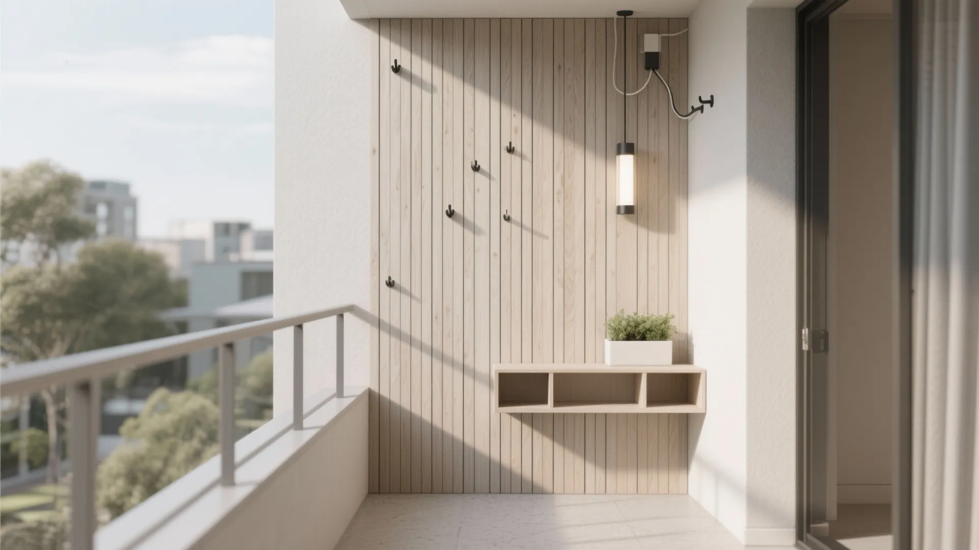 Minimalist vertical cladding for slim balconies