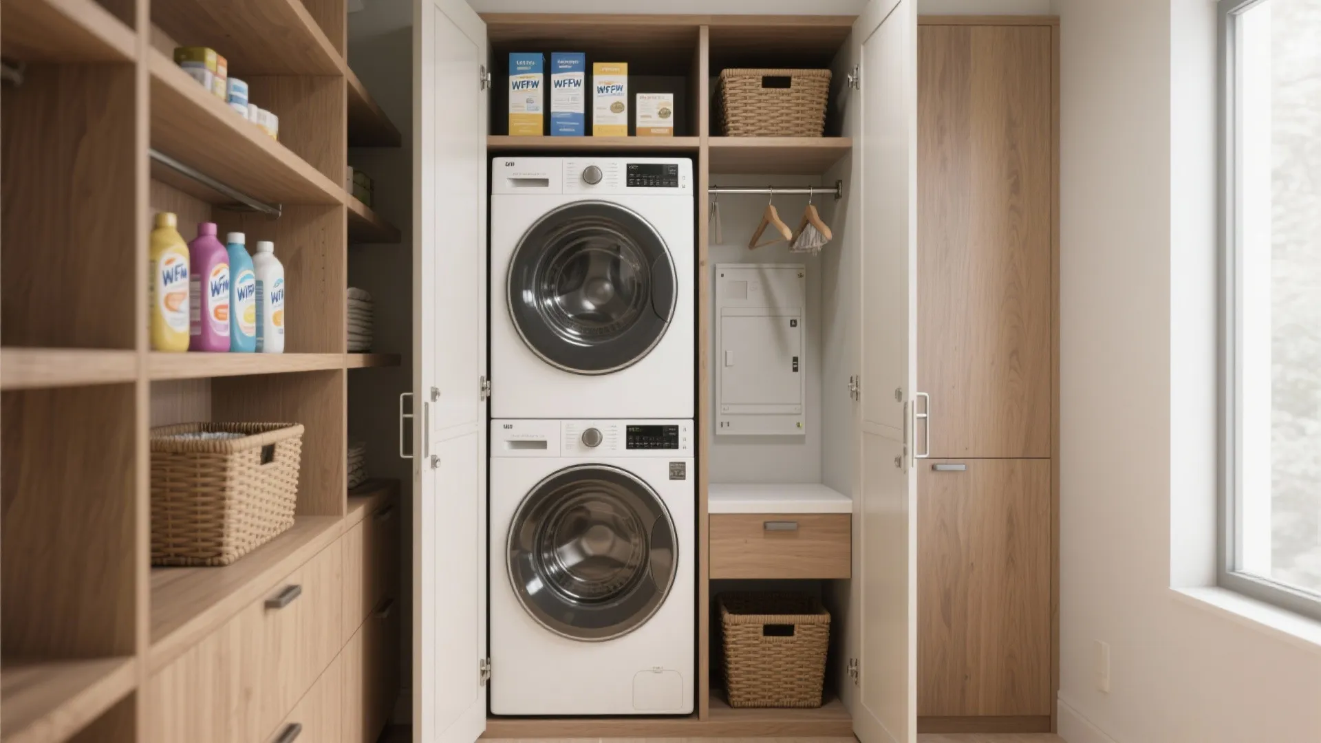 1. Vertical laundry closet: stack and hide